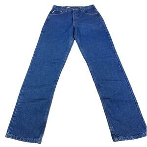 Carhartt Pants Mens Relaxed Fit Blue Denim Straight Flannel Lined Workwear 31x34